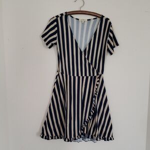 Wishful Park Navy and Cream Striped Mini Dress